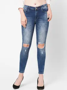 Kraus Jeans Women Skinny Fit High-Rise Mildly Distressed Heavy Fade Stretchable Jeans