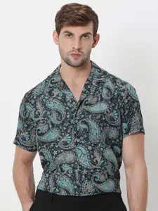 Mufti Paisley Printed Spread Collar Relaxed Fit Cotton Casual Shirt