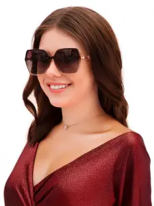 HASHTAG EYEWEAR Women Square Sunglasses with Polarised and UV Protected Lens TT-D-3020 BR