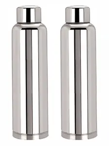 STEEPLE Silver-Toned 2 Pieces Stainless Steel Solid Water Bottle 1 Ltr
