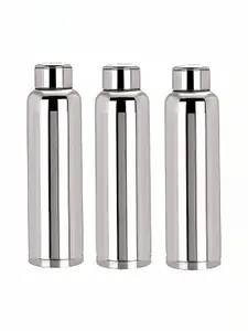 STEEPLE Silver Toned 3 Pieces Stainless Steel Water Bottle  800 ml Each