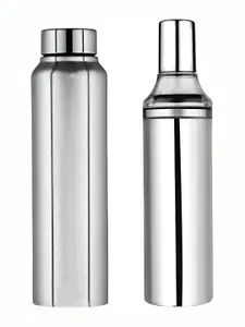 STEEPLE Silver-Toned 2 Pieces Stainless Steel Water Bottles 1 L