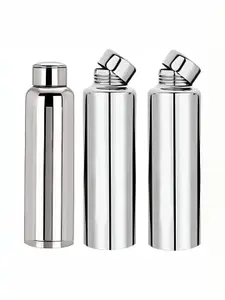 STEEPLE Silver-Toned 3 Pieces Stainless Steel Water Bottles 1 L