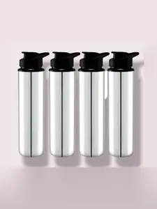 STEEPLE Silver-Toned & Black 4 Pieces Stainless Steel Water Bottles 900 ml