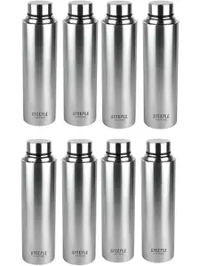 STEEPLE Silver-Toned 8 Pieces Stainless Steel Solid Water Bottles 1 ltr Each