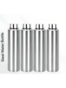 STEEPLE Silver-Toned 4 Pieces Stainless Steel Water Bottle 1 L Each