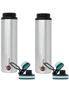 STEEPLE Silver-Toned & Blue 2 Pieces Stainless Steel Water Bottle 930 ml