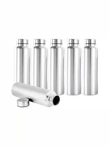 STEEPLE Silver-Toned 6 Pieces Stainless Steel Solid Water Bottles 1L Each