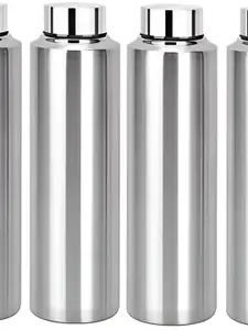 STEEPLE Silver-Toned 4 Pieces Stainless Steel Solid Water Bottle 1L
