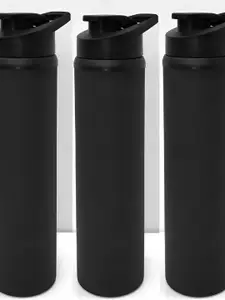 STEEPLE Black 3 Pieces Stainless Steel Solid Water Bottle 900ml