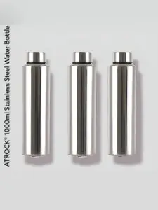 STEEPLE Silver Toned 3 Pieces Stainless Steel Water Bottles 1 L Each