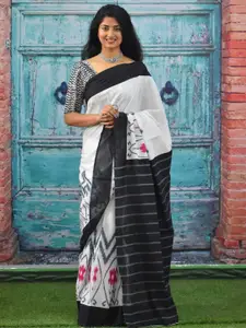 KIAARON Geometric Printed Pure Cotton Half and Half Block Saree
