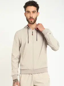 GUESS Hooded Neck Long Sleeves Zip Detail Front Open Sweatshirt