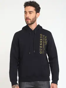 GUESS Typography Printed Hooded Neck Long Sleeves Pullover Sweatshirt