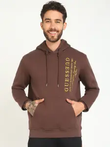 GUESS Typography Printed Hooded Neck Long Sleeves Pullover Sweatshirt