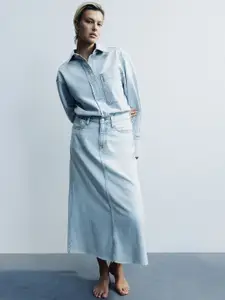 H&M Feather Soft Denim Skirt
