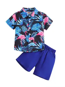 StyleCast x Revolte Boys Printed Shirt Collar Shirt With Short