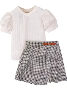 StyleCast x Revolte Girls Striped Round Neck Top With Skirt