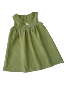StyleCast x Revolte Girls Green Round Neck Corsage Cotton A-Line Dress
