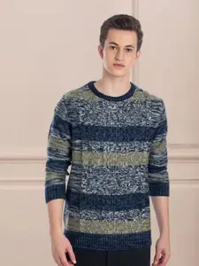 AXMANN Colourblocked Round Neck Long Sleeves Woollen Pullover Sweater