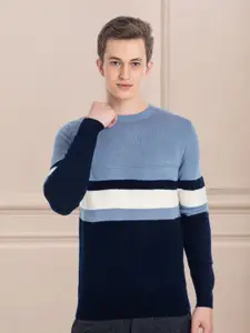 AXMANN Colourblocked Round Neck Long Sleeves Woollen Pullover Sweater