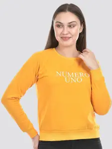 Numero Uno Typography Printed Round Neck Long Sleeves Pullover Sweatshirt