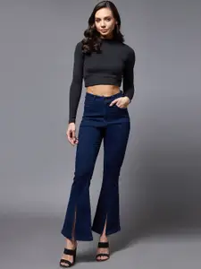 Miss Chase Women Slitted Bootcut Stretchable Jeans