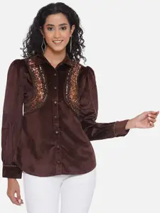 KALINI Smart Tailored Fit Embellished Party Shirt