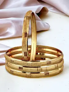 LUCKY JEWELLERY Set Of 4 Gold-Plated Bangles