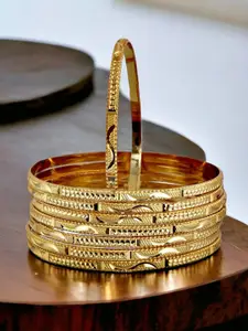 LUCKY JEWELLERY Set Of 8 Gold Plated Bangles