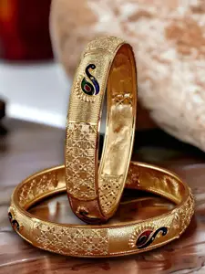 LUCKY JEWELLERY Set Of 2 Gold-Plated Bangles