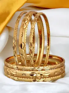 LUCKY JEWELLERY Set Of 6 Gold-Plated Bangles