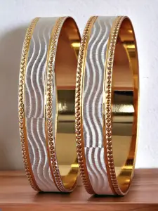 LUCKY JEWELLERY Set Of 2 Gold Plated Bangles