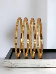 LUCKY JEWELLERY Set Of 4 Gold-Plated Bangles