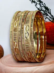 LUCKY JEWELLERY Set Of 6 Gold-Plated  Bangles