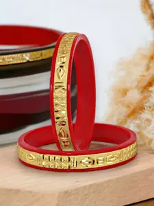 LUCKY JEWELLERY Set Of 2 Gold-Plated Bangles