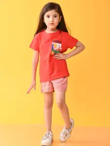 Anthrilo Girls Printed T-shirt with Shorts