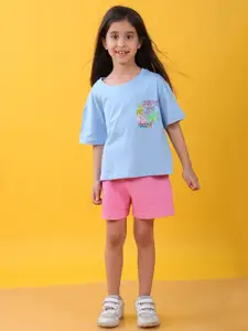 Anthrilo Girls Printed T-shirt With Shorts