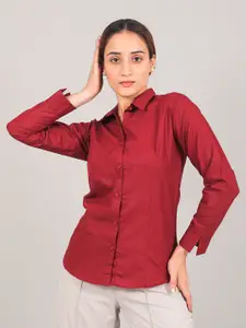 BLUEBIRD Classic Spread Collar Long Sleeves Opaque Casual Shirt