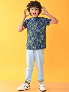 Anthrilo Boys Printed Round Neck Short Sleeves Pure Cotton T-shirt with Trouser