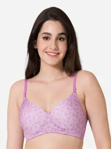 VStar Floral Printed Medium Coverage Lightly Padded T-Shirt Bra With All Day Comfort