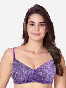 VStar Floral Printed Medium Coverage Lightly Padded T-shirt Bra With All Day Comfort