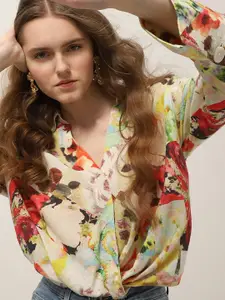 Vero Moda Floral Printed Spread Collar Long Sleeves Casual Shirt