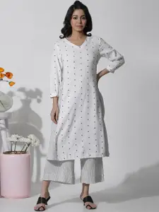 W Floral Embroidered Panelled A-Line Kurta