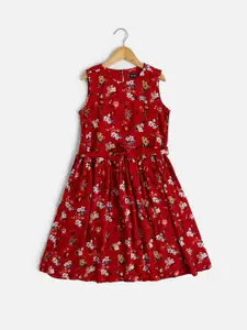 Allen Solly Junior Girls Floral Print Fit & Flare Dress