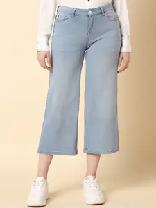 Allen Solly Woman Mid-Rise Medium Shade Clean Look Stretchable Cropped Jeans