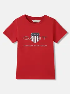 GANT Boys Round Neck Short Sleeves Typography Printed T-shirt