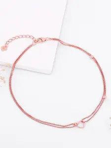 GIVA Rose Gold-Plated 925 Sterling Silver Lovely Heart Anklet