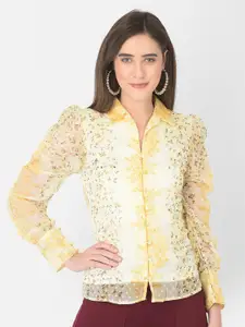 Latin Quarters Shirt Collar Floral Print Shirt Style Top