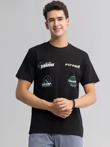 Snitch Black Typography Printed Cotton T-shirt